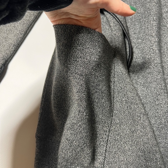 Zara Knit Open Cardigan Sweater Drape Front Faux Leather Trim Size Small Long - Picture 6 of 16